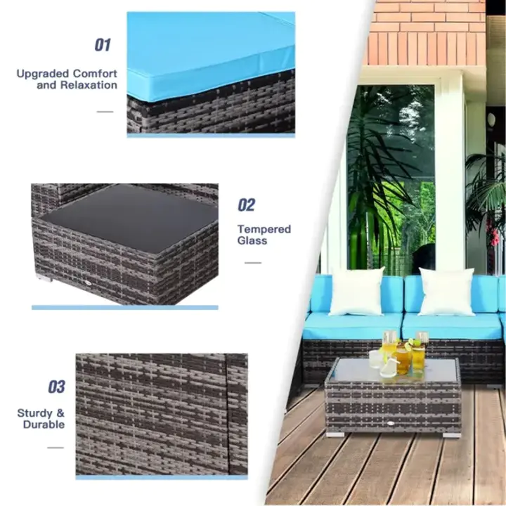 7 Piece Rattan Sofa Set Furniture Patio Set