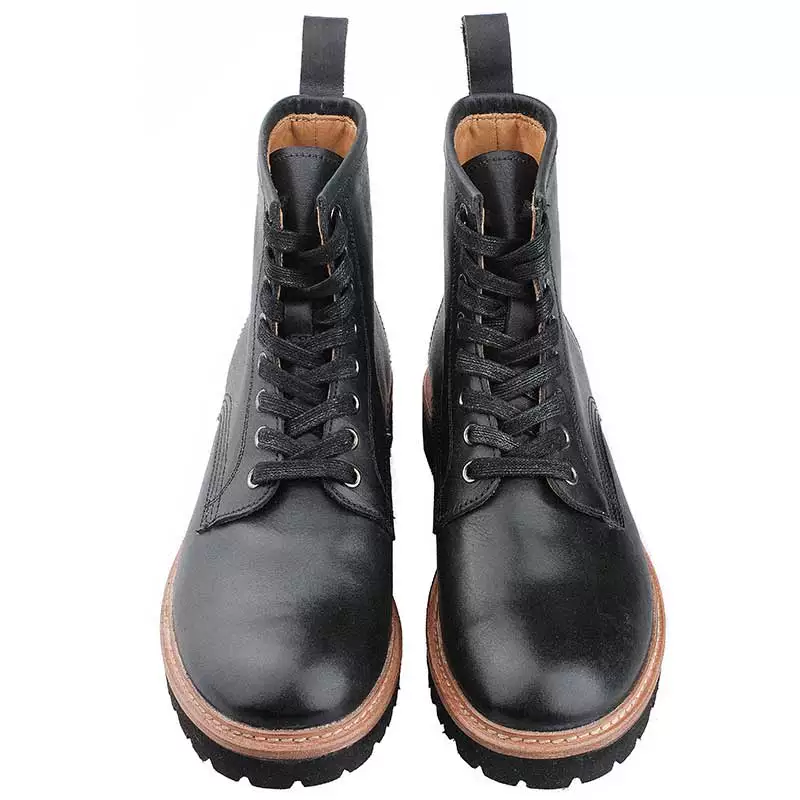 Cowhide tie back high-top shoes