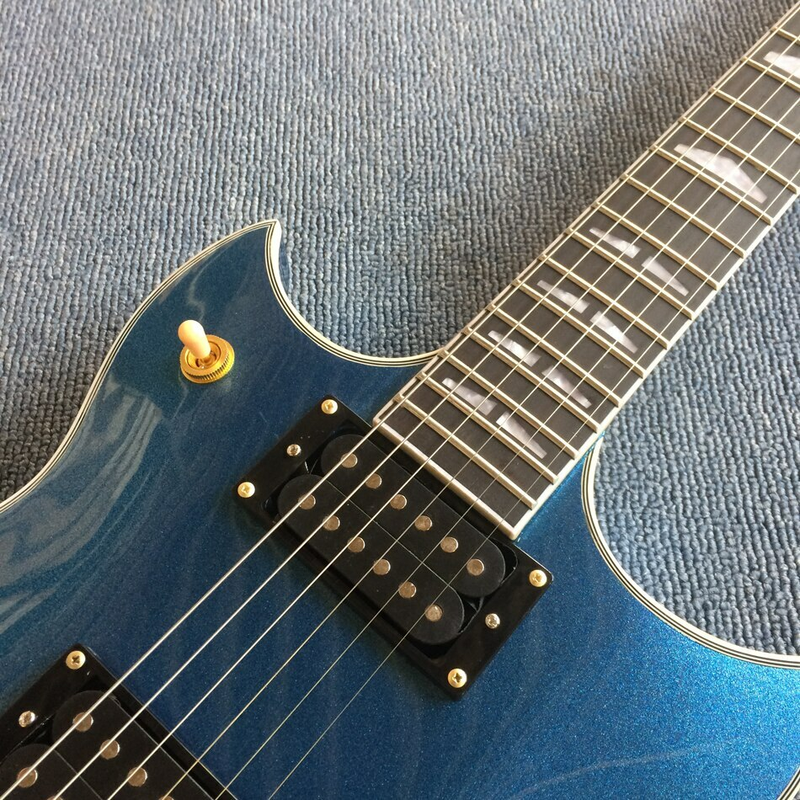 Electric Guitar Solid Mahogany Rosewood Fingerboard Metallic Blue