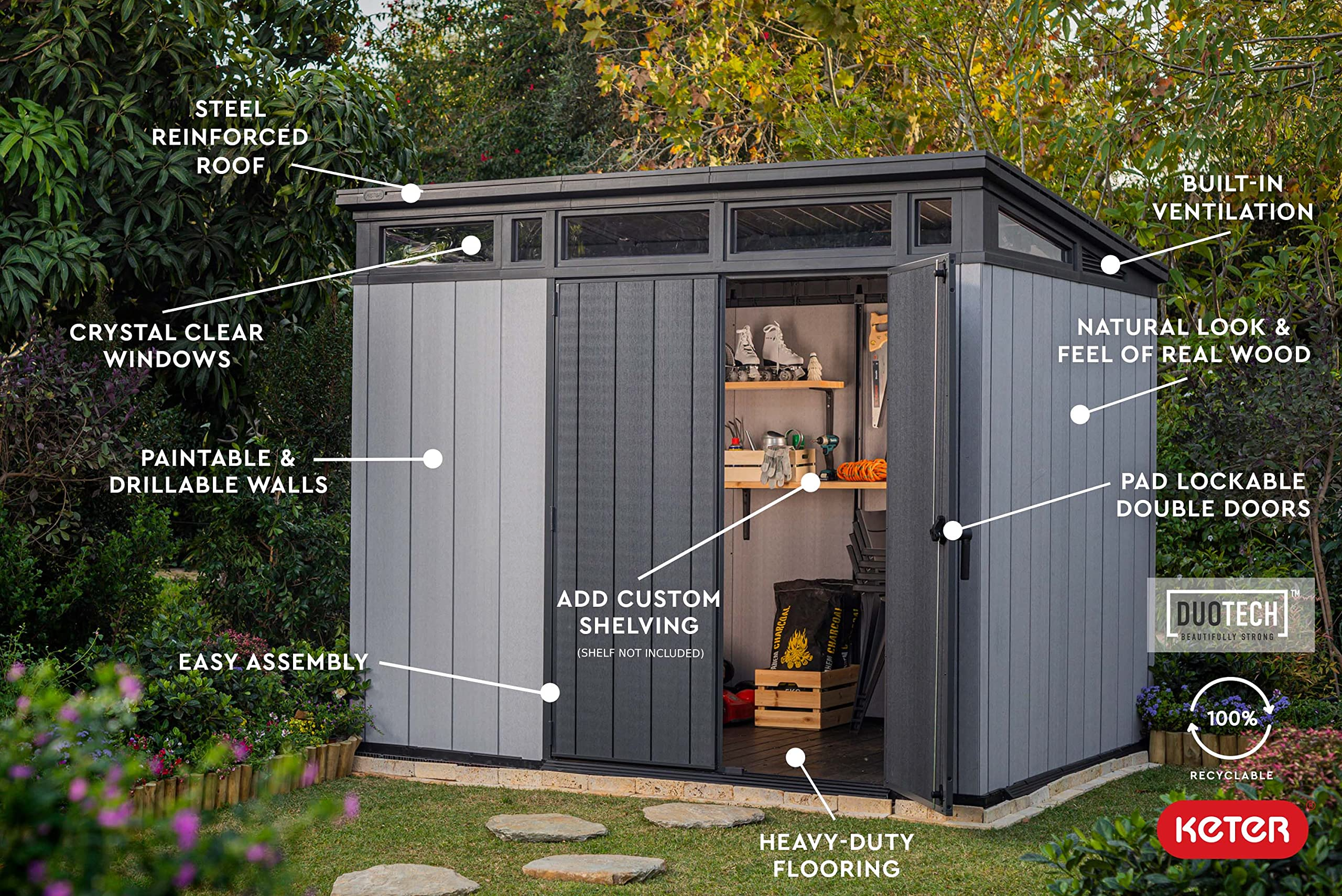 9x7 Foot Large Shed with Floor with Modern Design