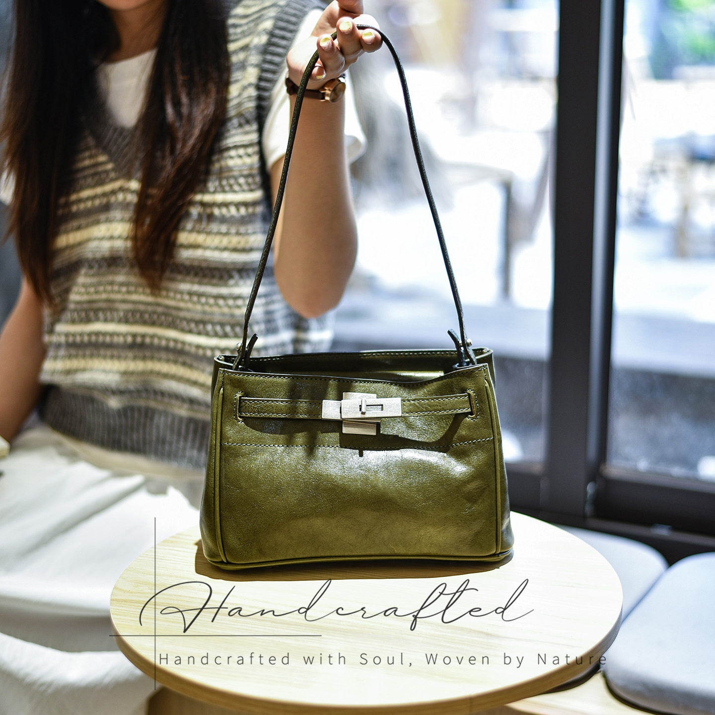 Vintage Waxed Leather Shoulder Bag