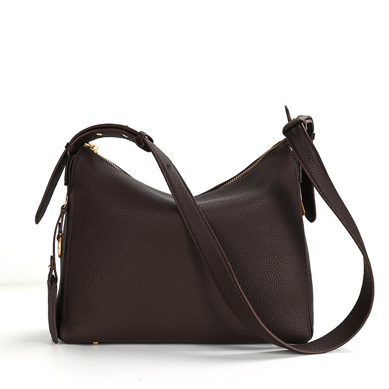 Luxury Dark Brown Leather Hobo Bag