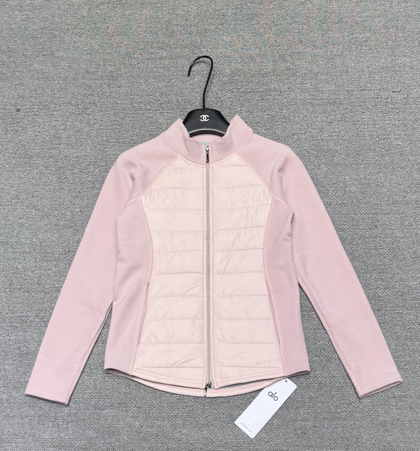 Alo Yoga Mixed Media Quilted Zip‑Up Jacket