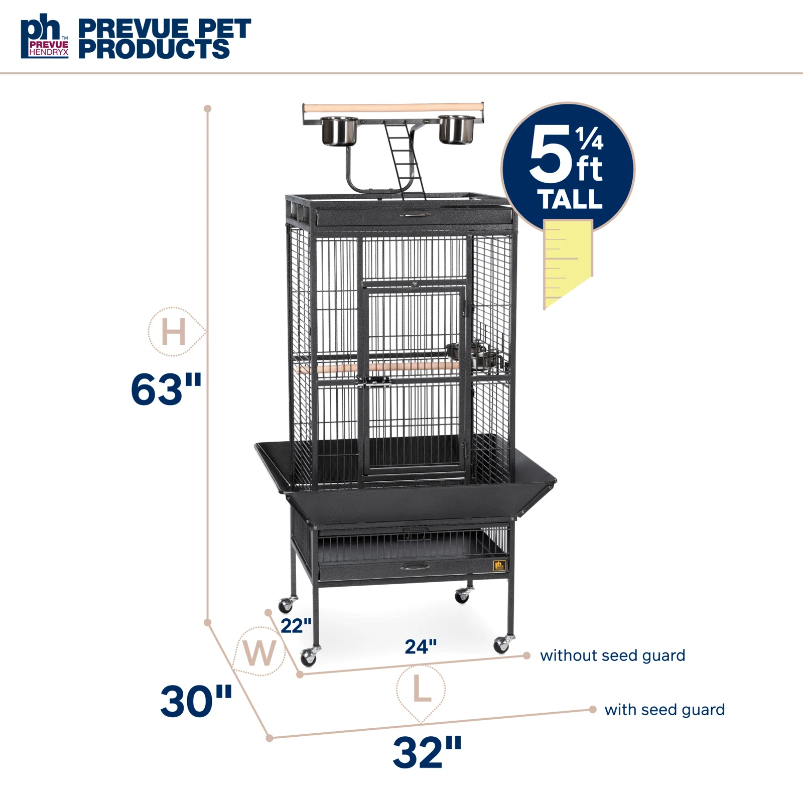 Bremer Steel Play Top Floor Bird Cage with Wheels