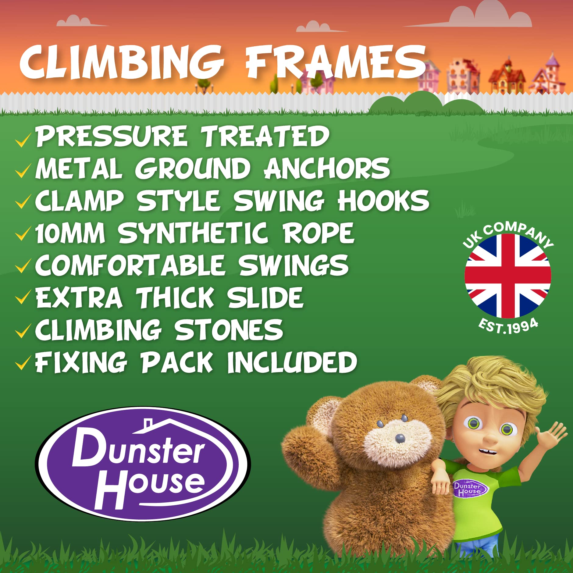 Wooden Playhouse Climbing Frame Childrens Play