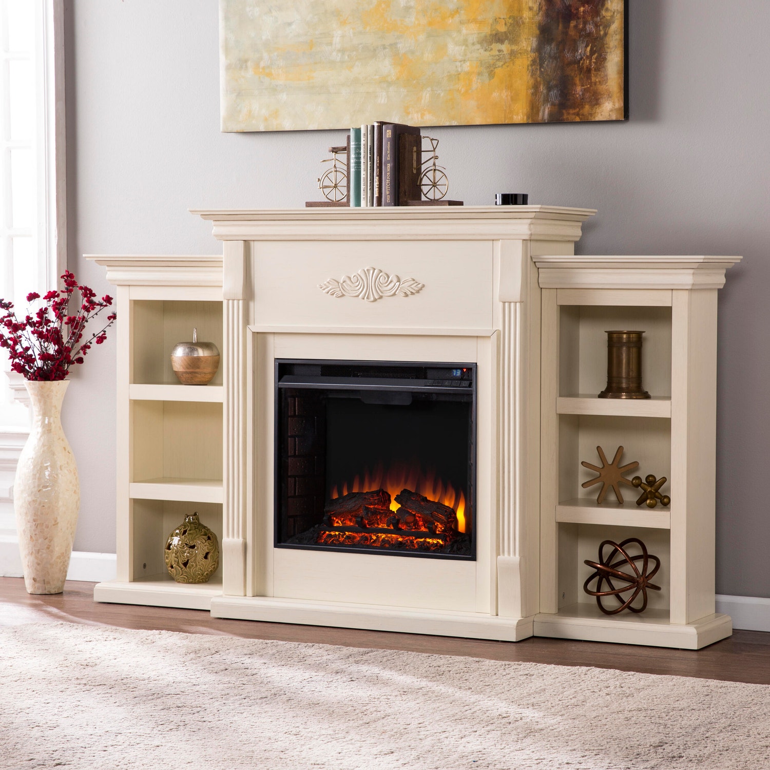 Southern Enterprises Harkdale Electric Fireplace with Bookcases