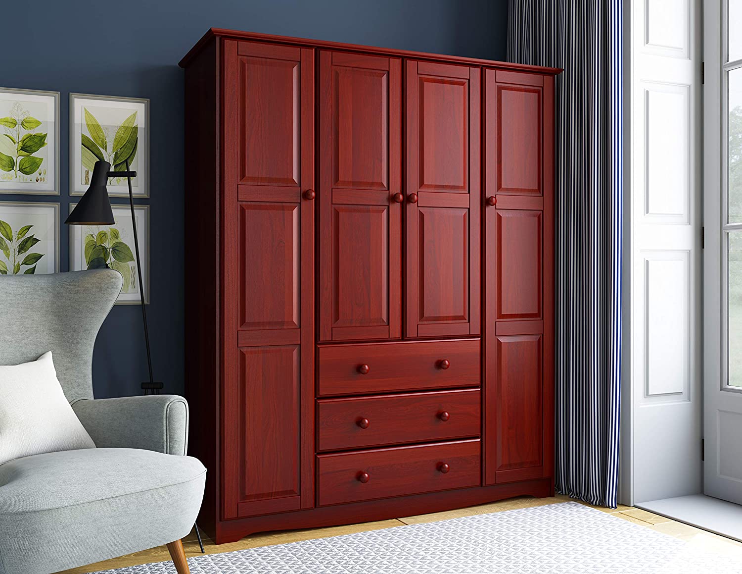 100% Solid Wood Family Wardrobe/Armoire/Closet
