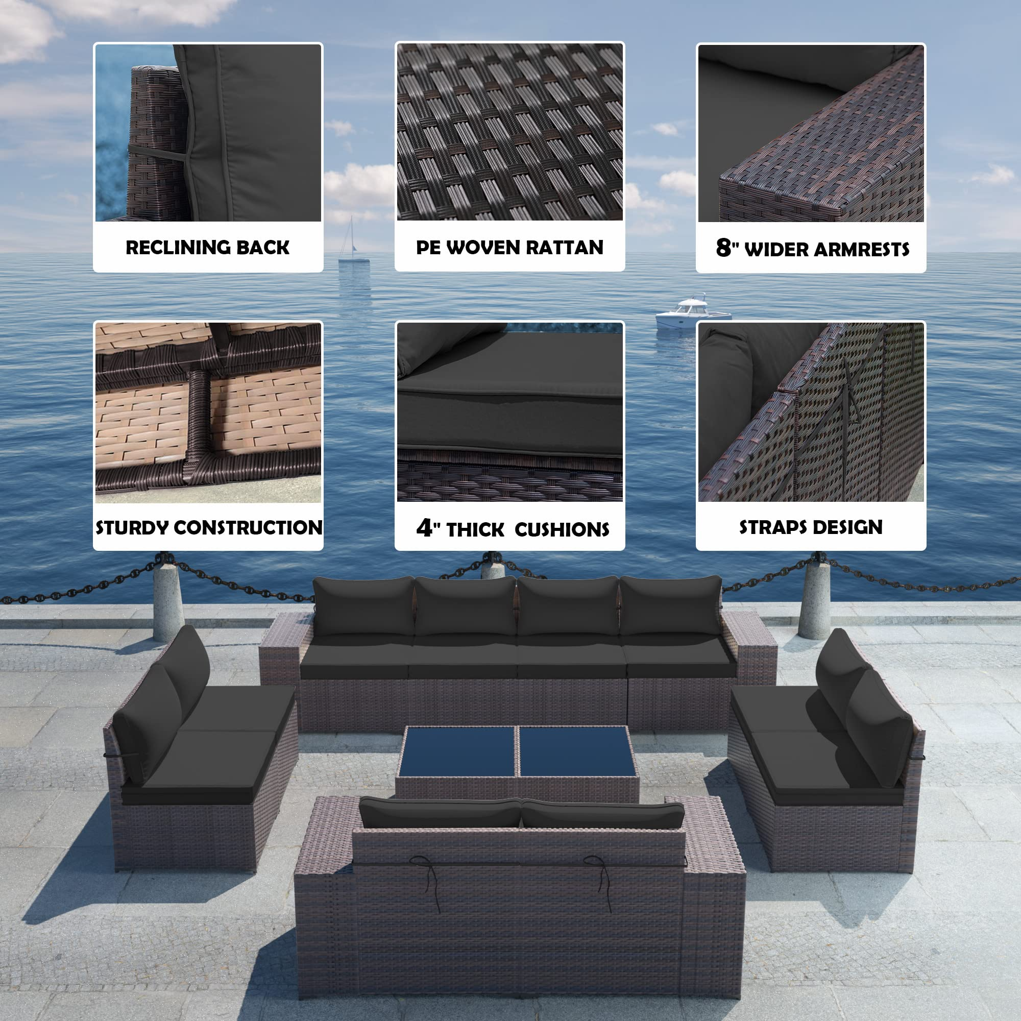 Outdoor Patio Furniture Sets 12-Pc Patio Sectional Furniture