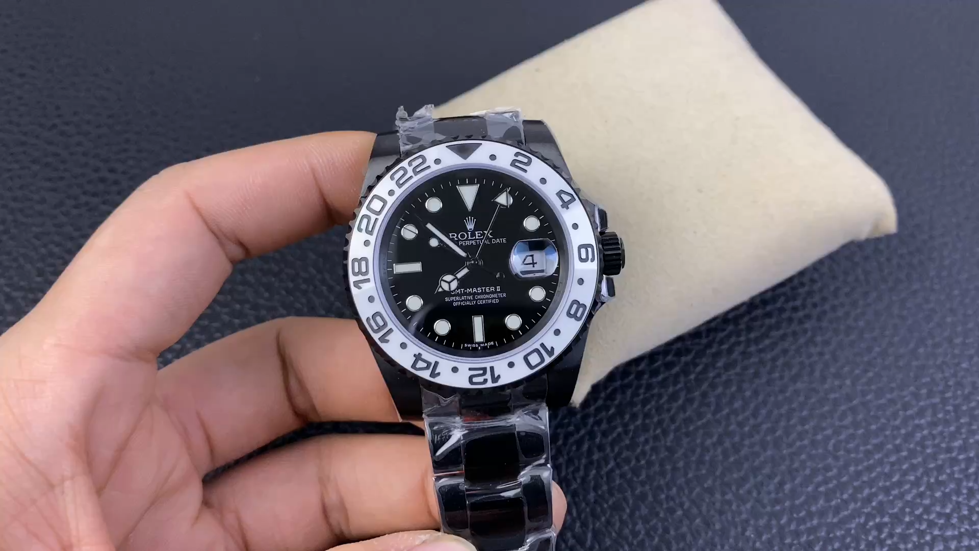 【Super Clone】Rolex GMT Master II Black PVD/DLC Coated Black Dial Stainless Steel 16710 Men's Watch