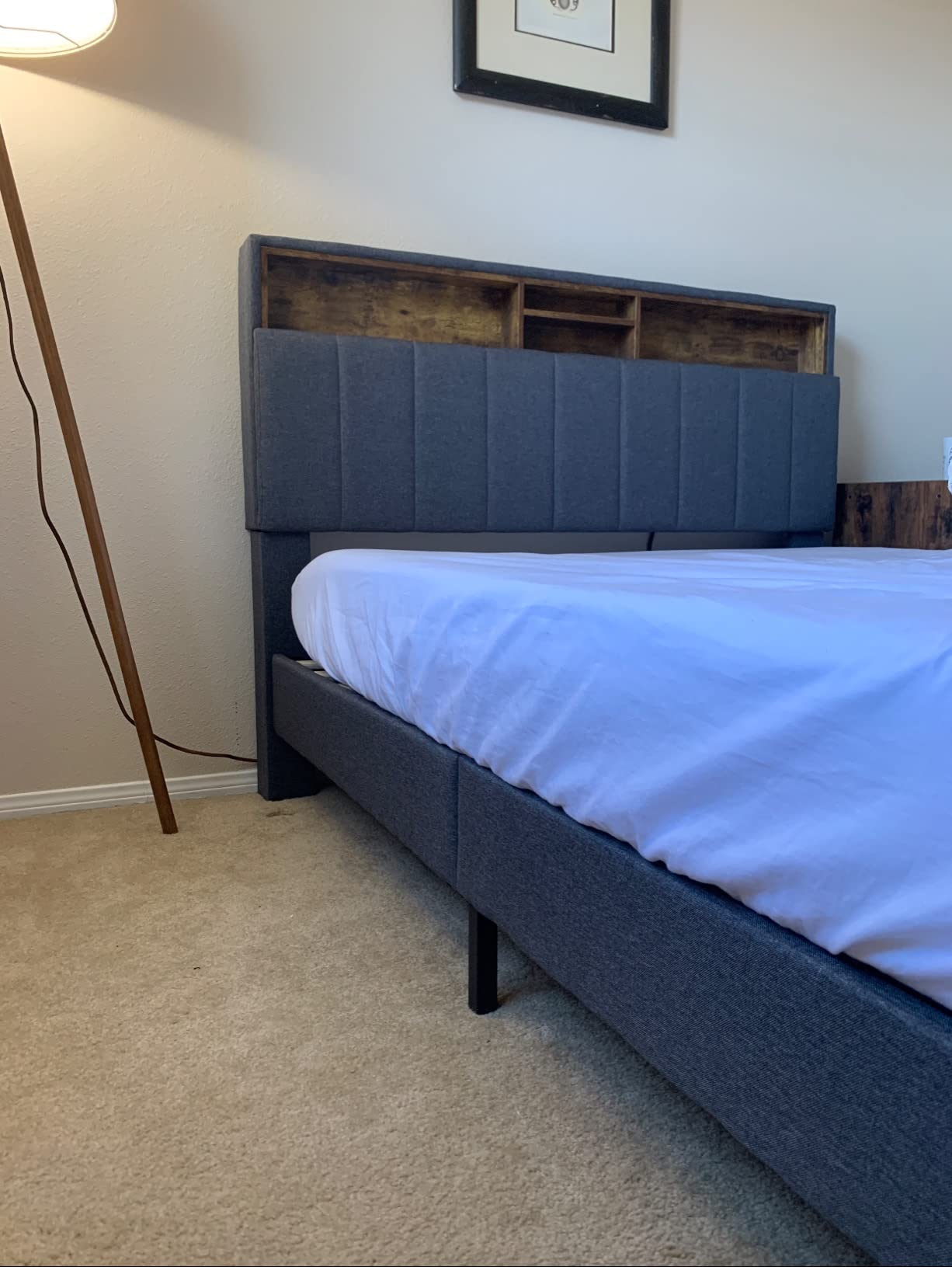 Queen Bed Frame with USB Ports and Outlets