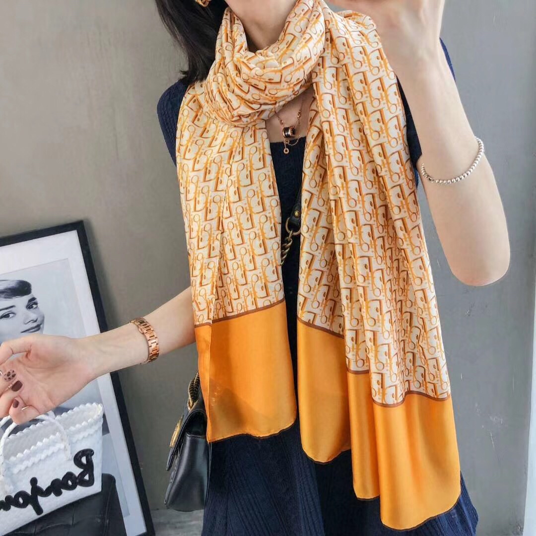Dior Oblique Scarf Black and Orange 90 x 180 cm