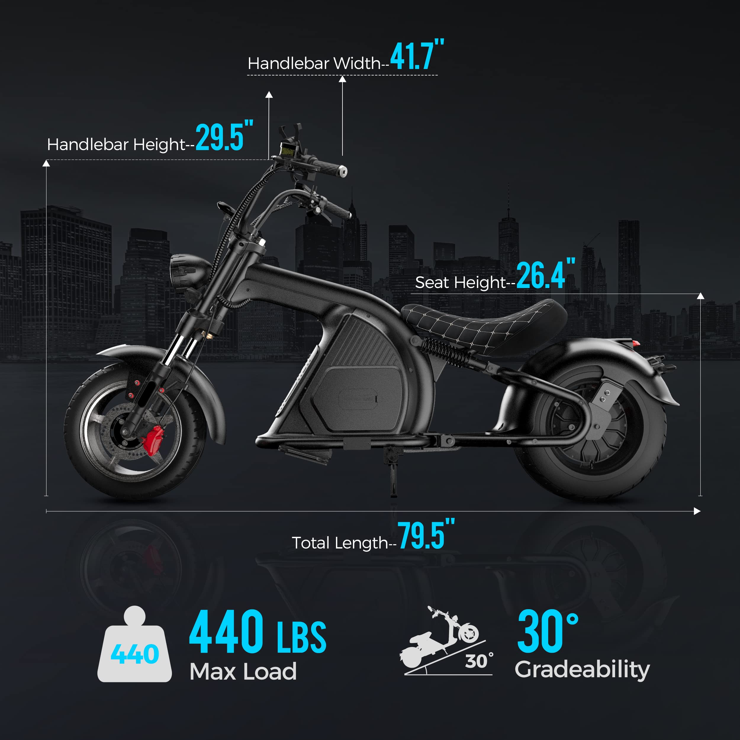 Eahora M8 2000W 37MPH Electric Moped for Adults Street Legal