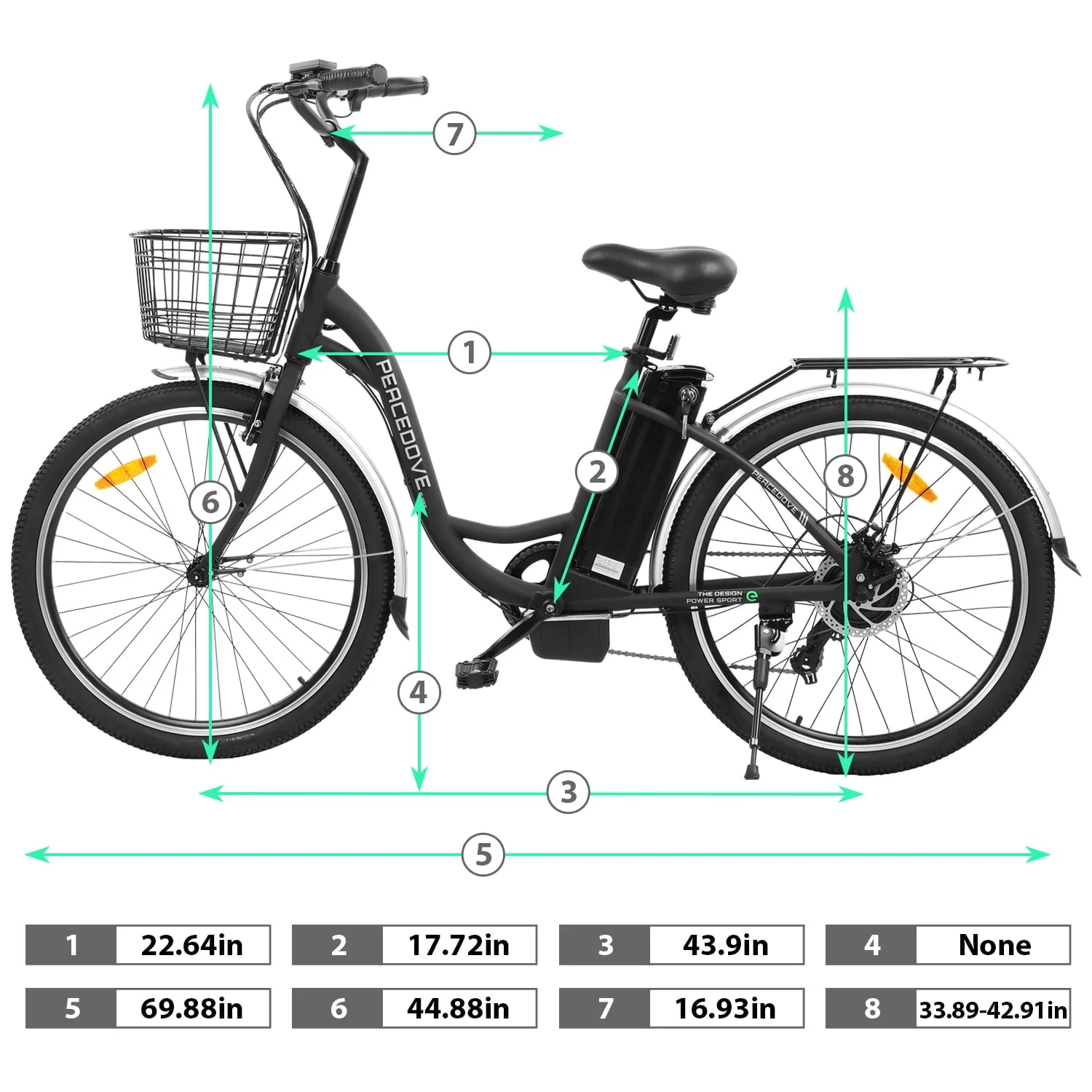 ECOTRIC 26in Step-Through Electric City Bike with Basket, 350W