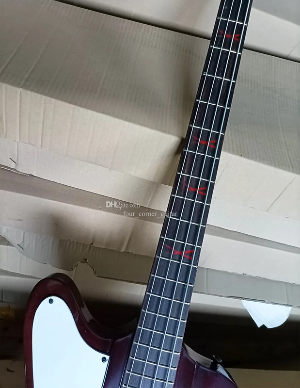 Left Hand 4 Strings Electric Bass Guitar with White Pickguard Rosewood Fretboard