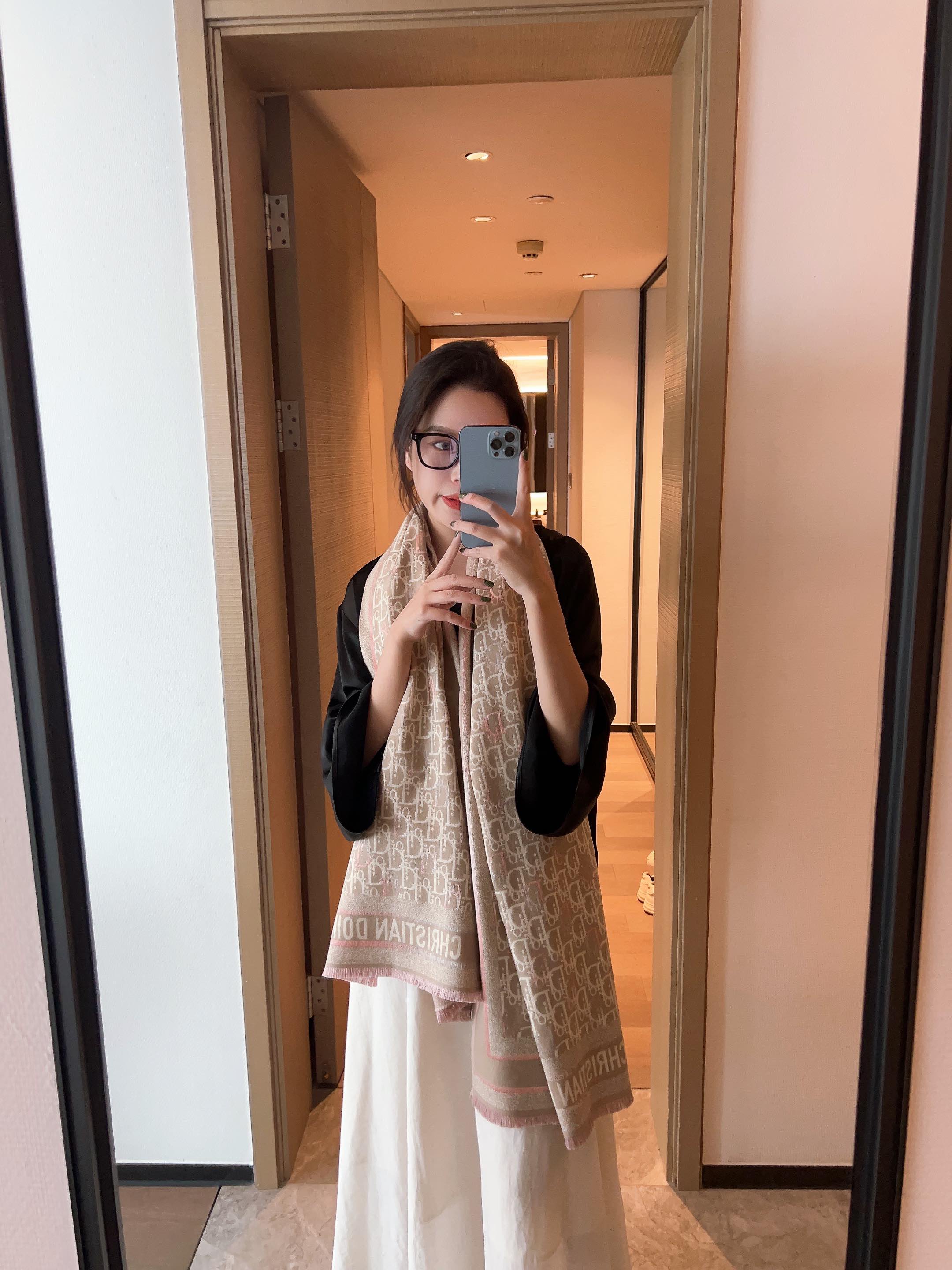 Dior Fringed Cashmere Shawl Beige product images