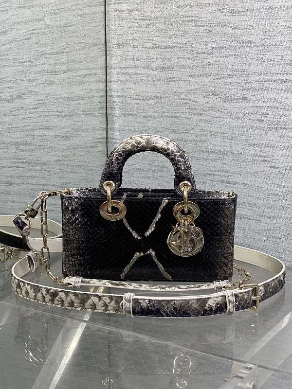 Lady D-Joy Bag Black White Python