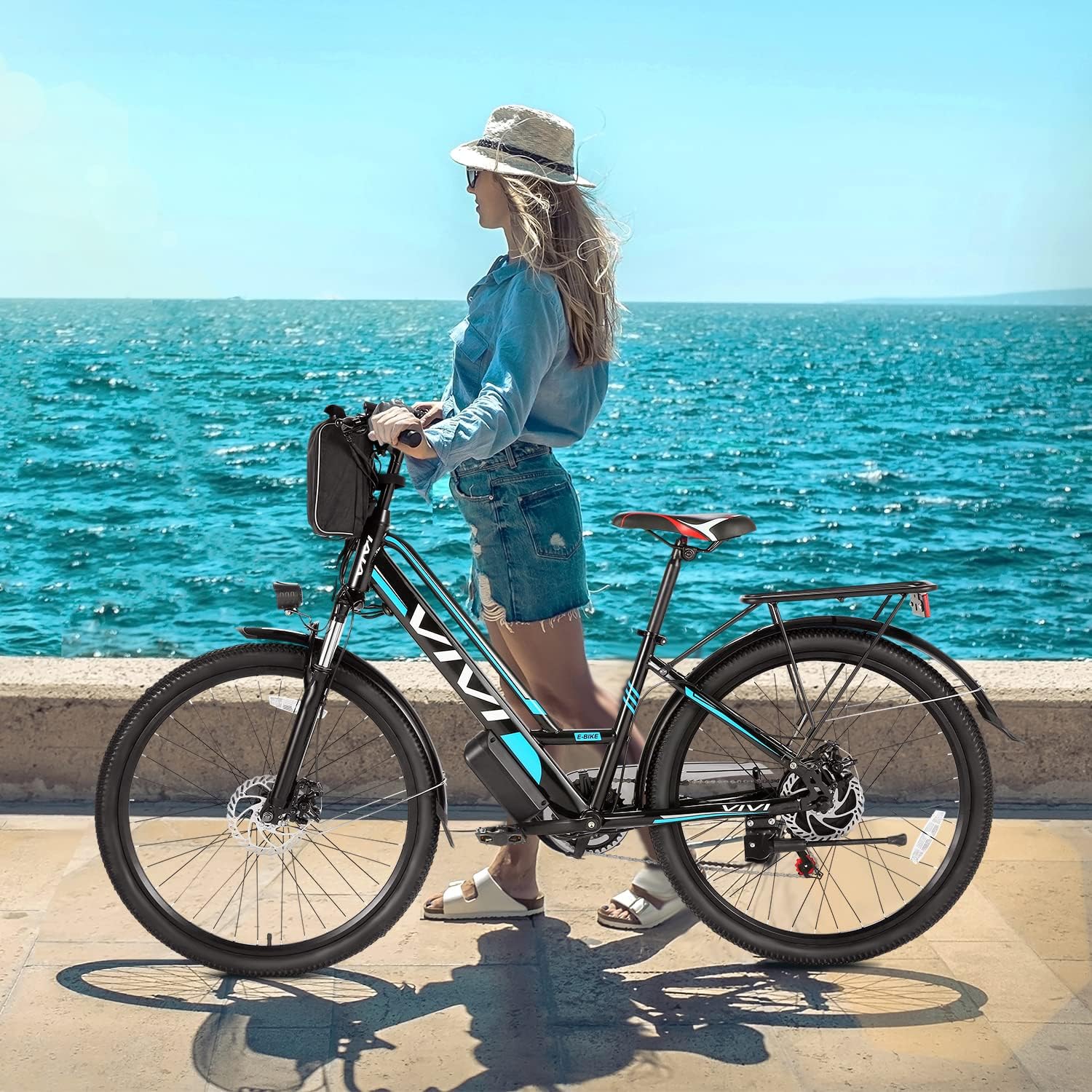 Vivi 26in Step-Through Electric Cruiser Bike, 500W, 48V