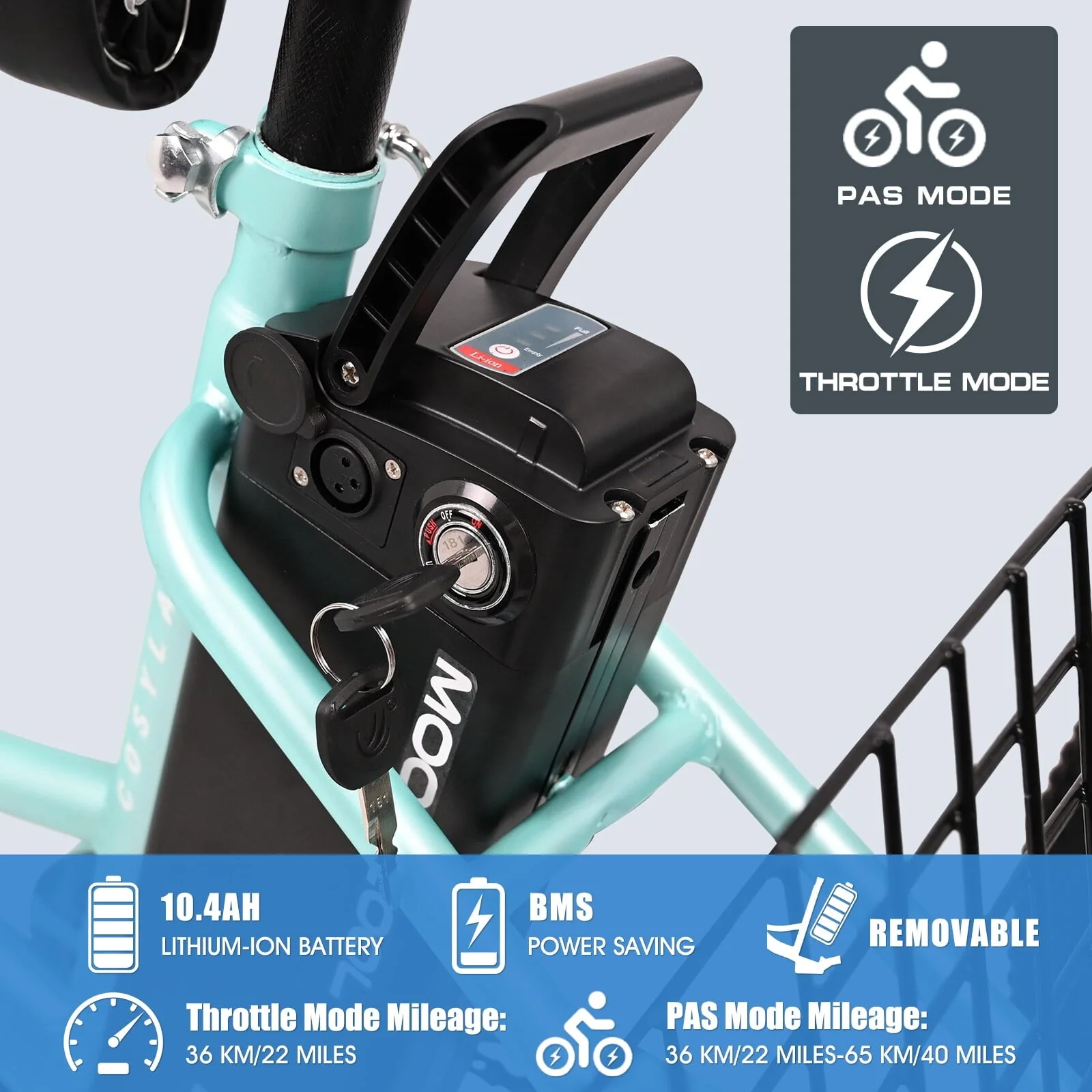 Docred 24in Electric Tricycle with Basket, 350W, 36V 10.4Ah