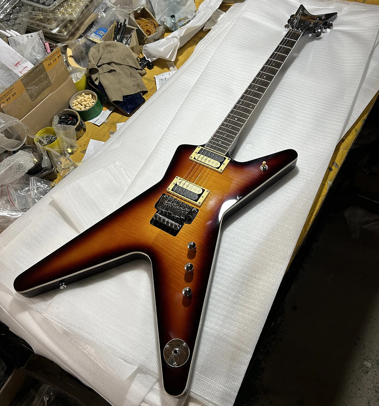 6Strings Electric Guitar Flame Maple Veneer Rosewood Fretboard Chrome Hardware