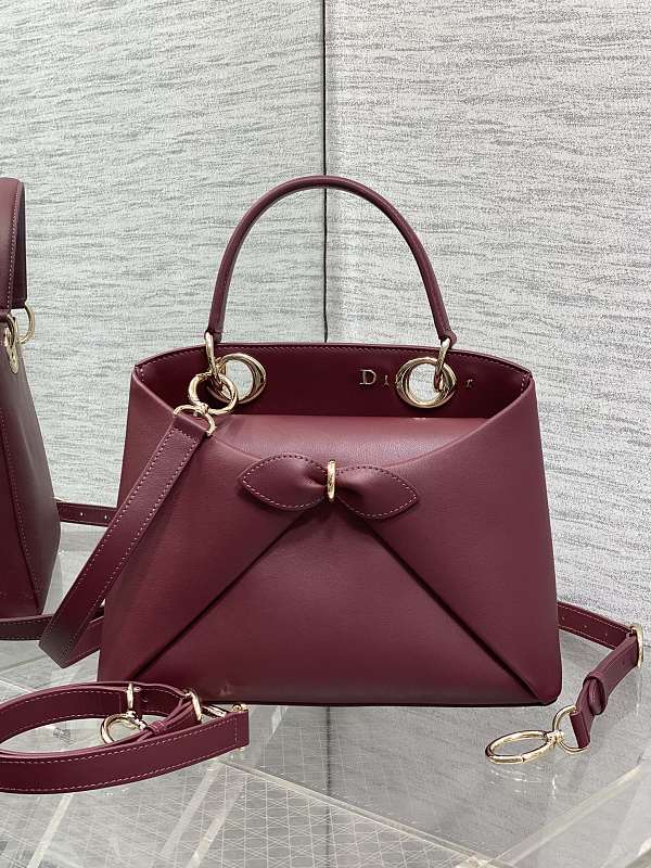 Dior Bow Tote Bag Large Burgundy