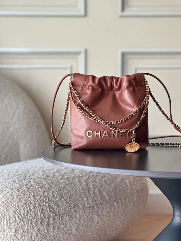 Chanel Drawstring Logo Bag Rose
