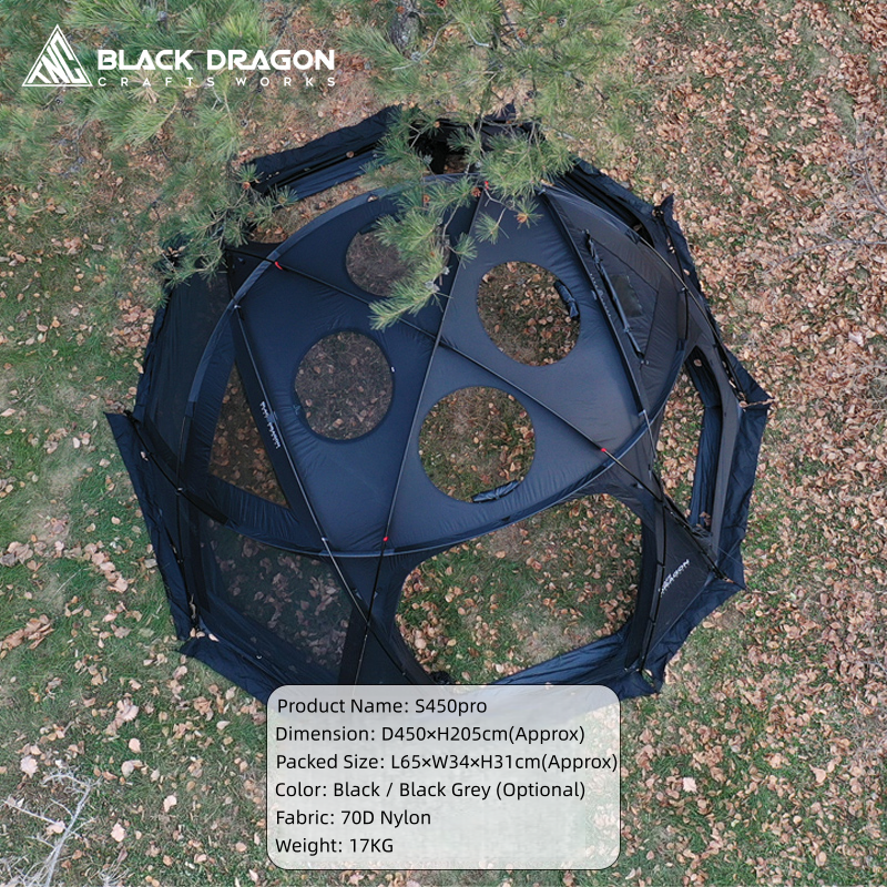 BLACK DRAGON S450 Pro Nylon Tent Spherical Dome, Large Space, Windproof and Rainproof