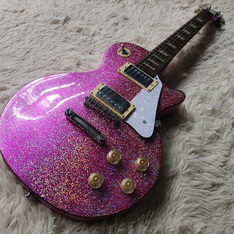 Hot Sale Factory Pink Glitter Shiny 6-string Electric Guitar