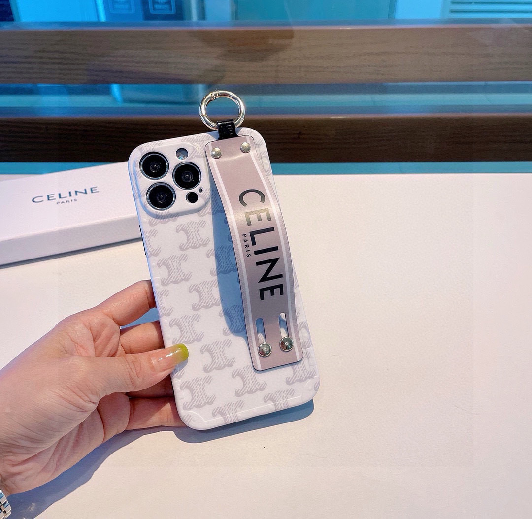 Celine Triomphe Monogram Wrist Strap Luxury Phone Case