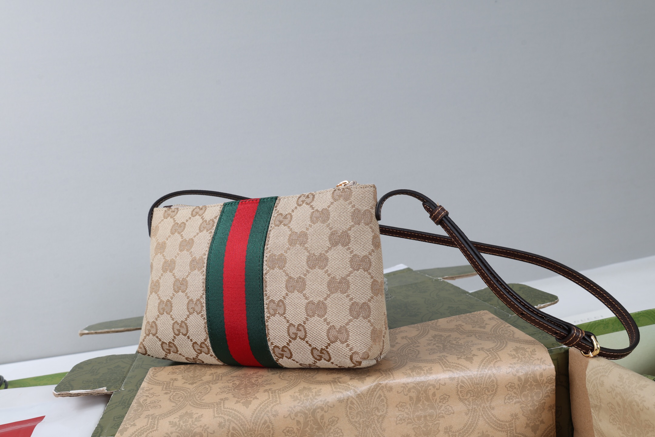 Gucci Horsebit Web Small Shoulder Bag (GG Supreme Canvas)