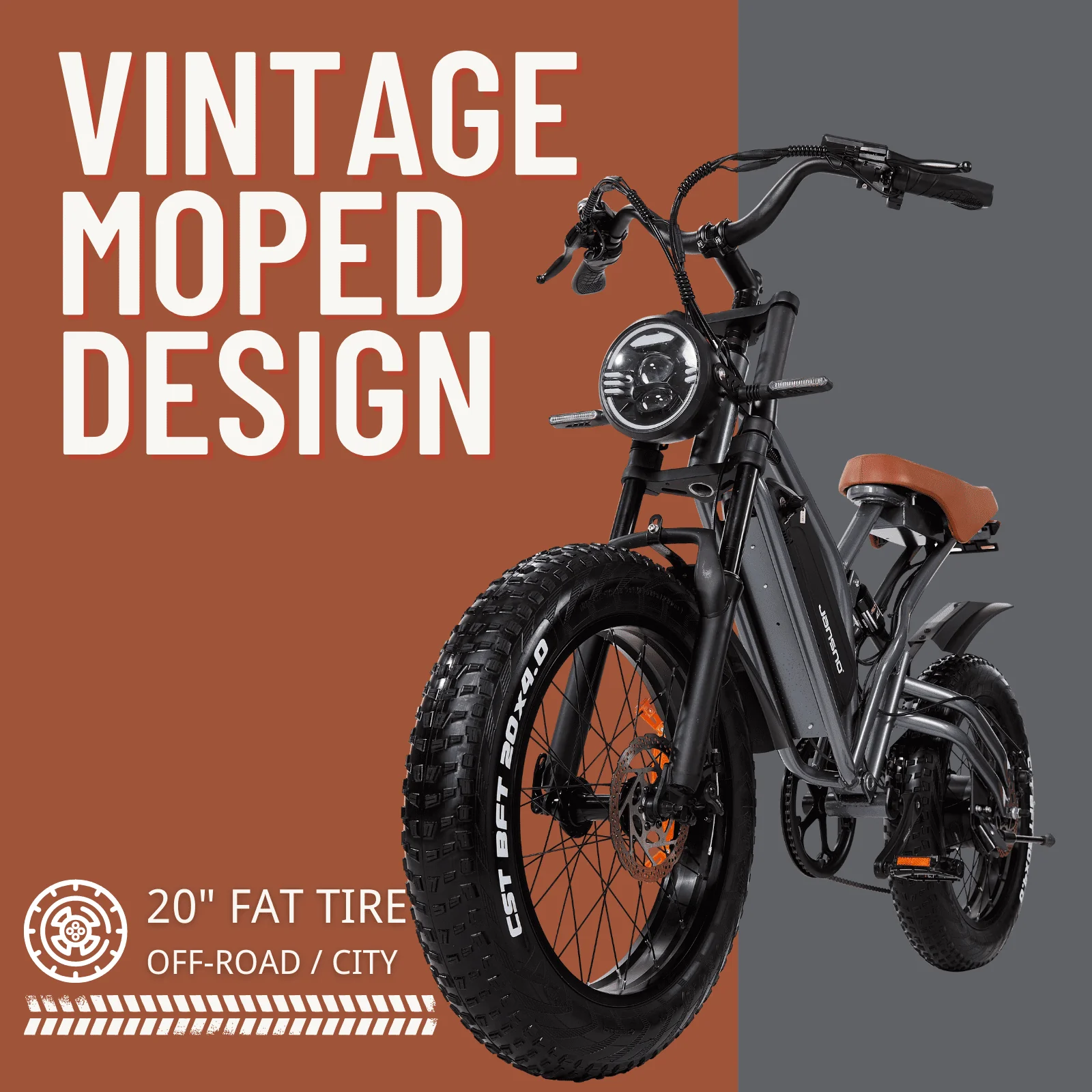 Jansno X50 20in Fat Tire Electric Bike, 750W, 48V 12.8Ah