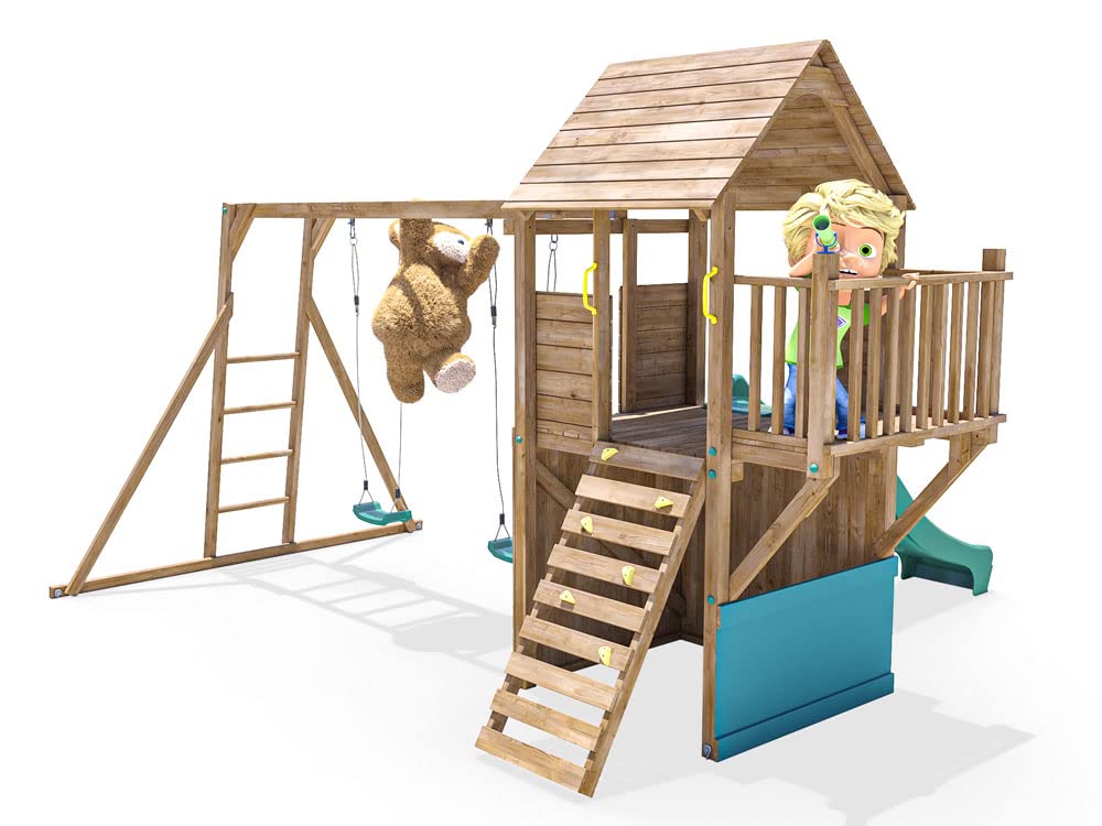Wooden Playhouse Climbing Frame Childrens Play