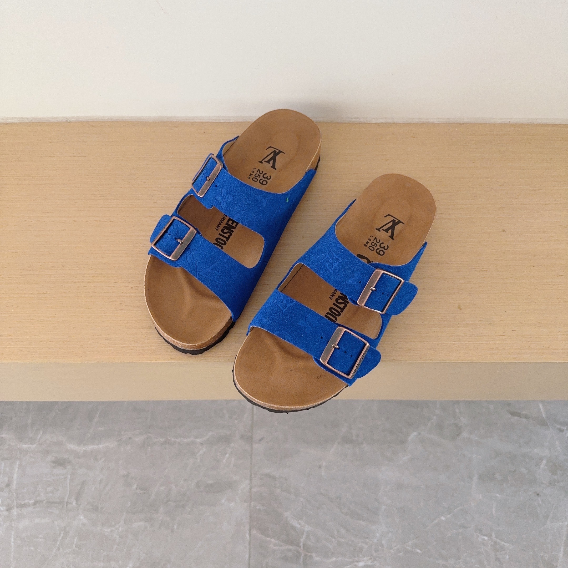 3 D Logo Birken-Style Two-Strap Sandals