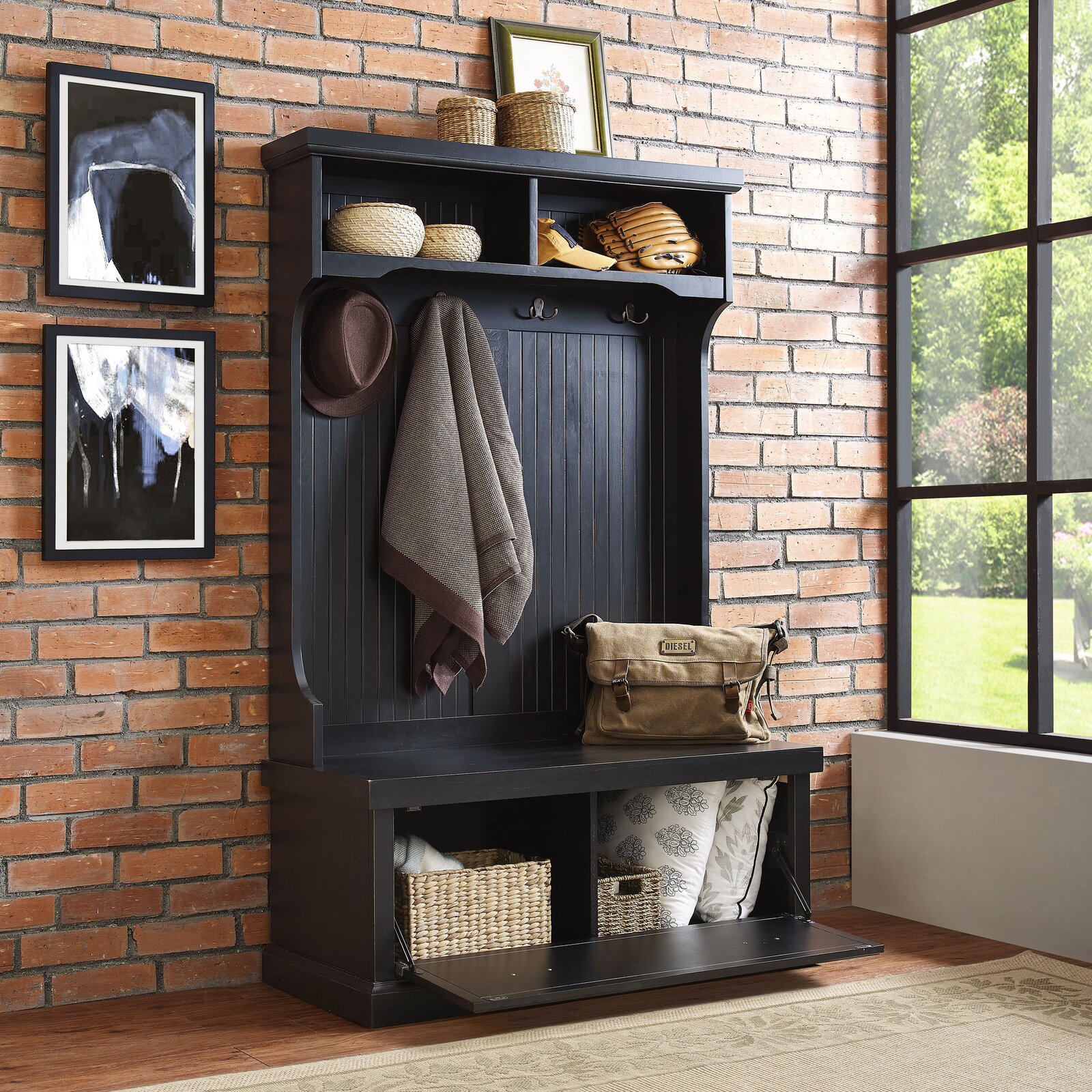 Carmel 40'' Wide Hall Tree with Bench and Shoe Storage