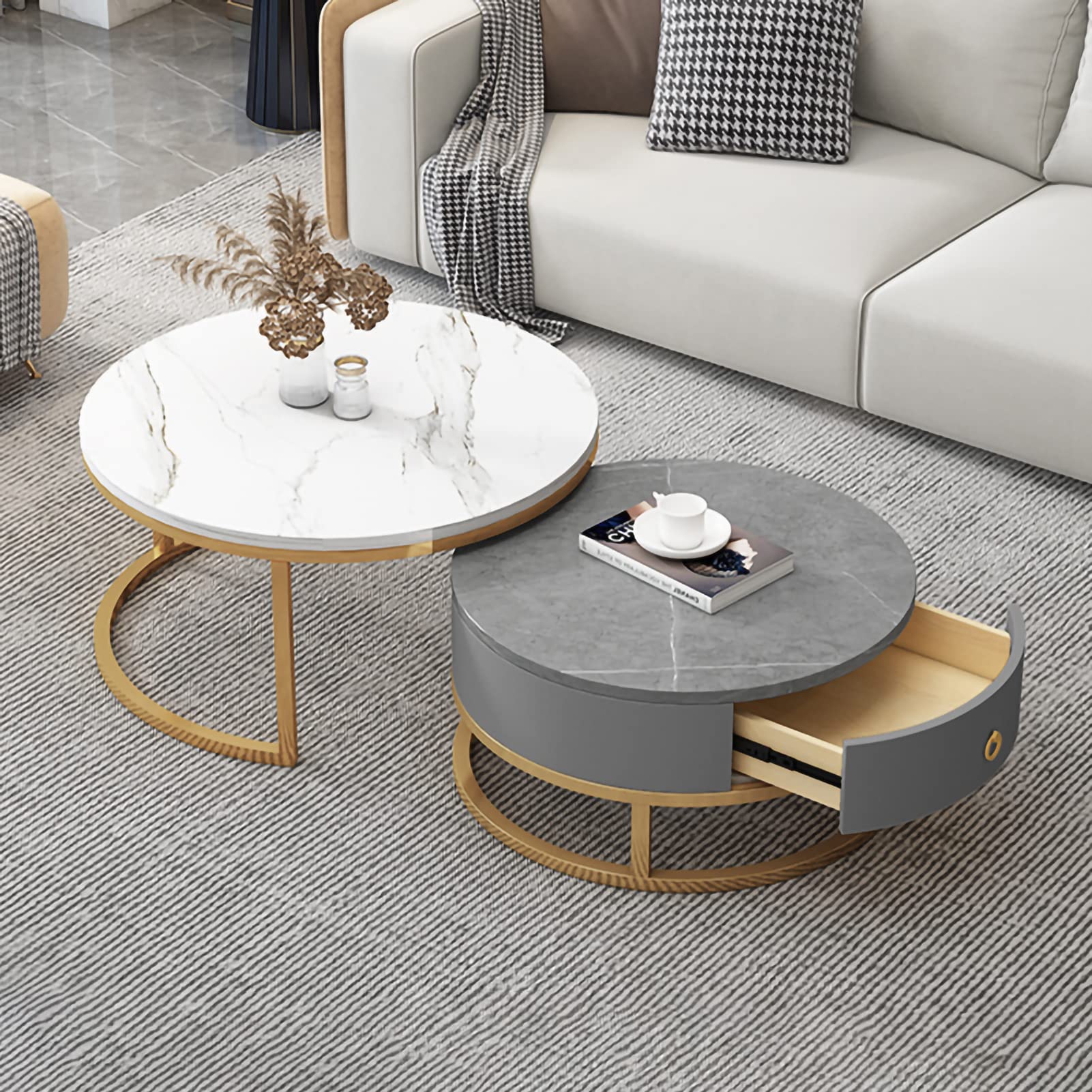 Round Coffee Table Set of 2