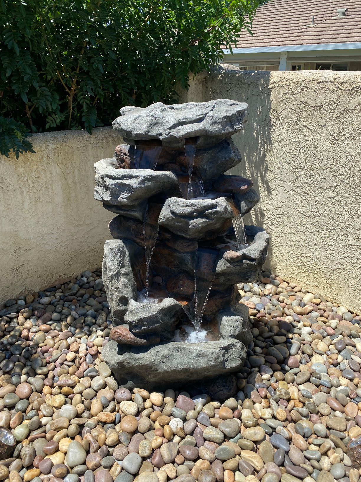 Rainforest Rock Tiered LED Lights Floor Fountain
