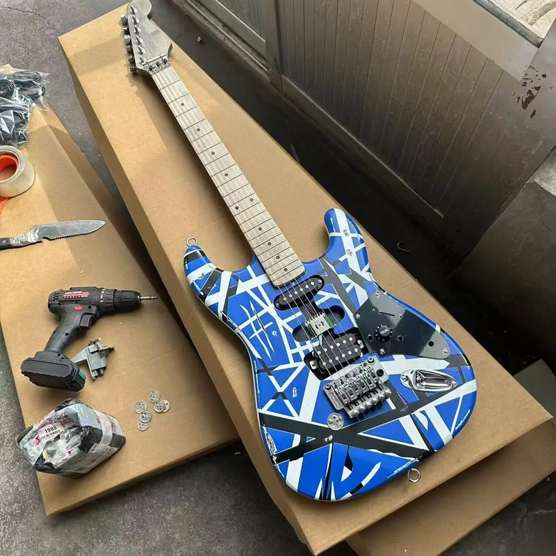 Black and White Striped Electric Guitar Wholesale and Retail 6 strings