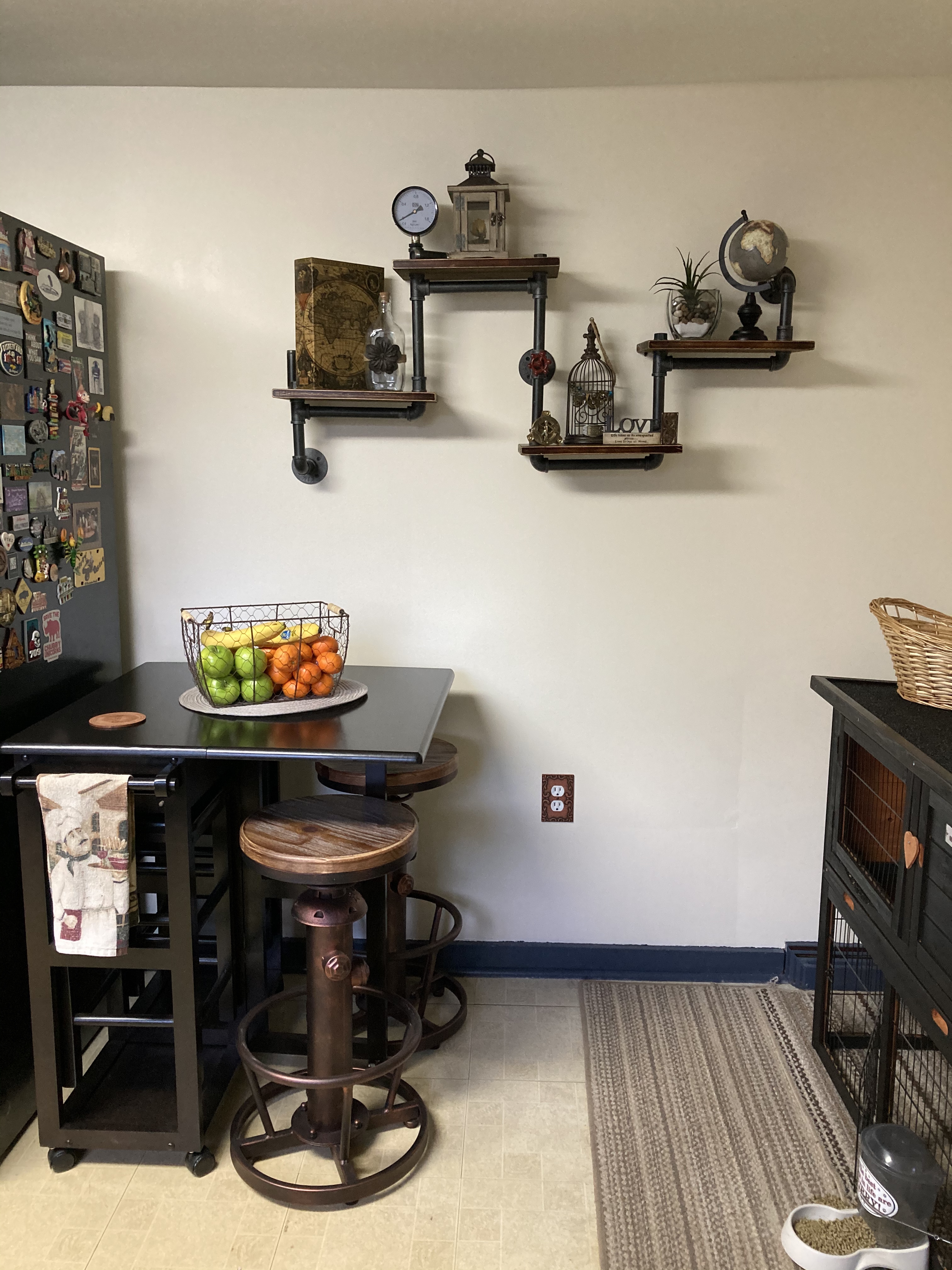 Industrial Modern Wood Ladder Pipe Wall Shelf 4 Layer Pipe