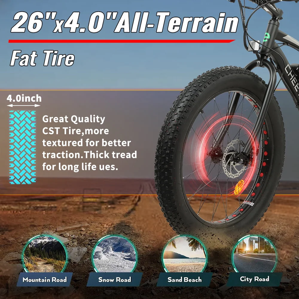 ECOTRIC 26in Fat Tire Electric Bike, 500W, 36V