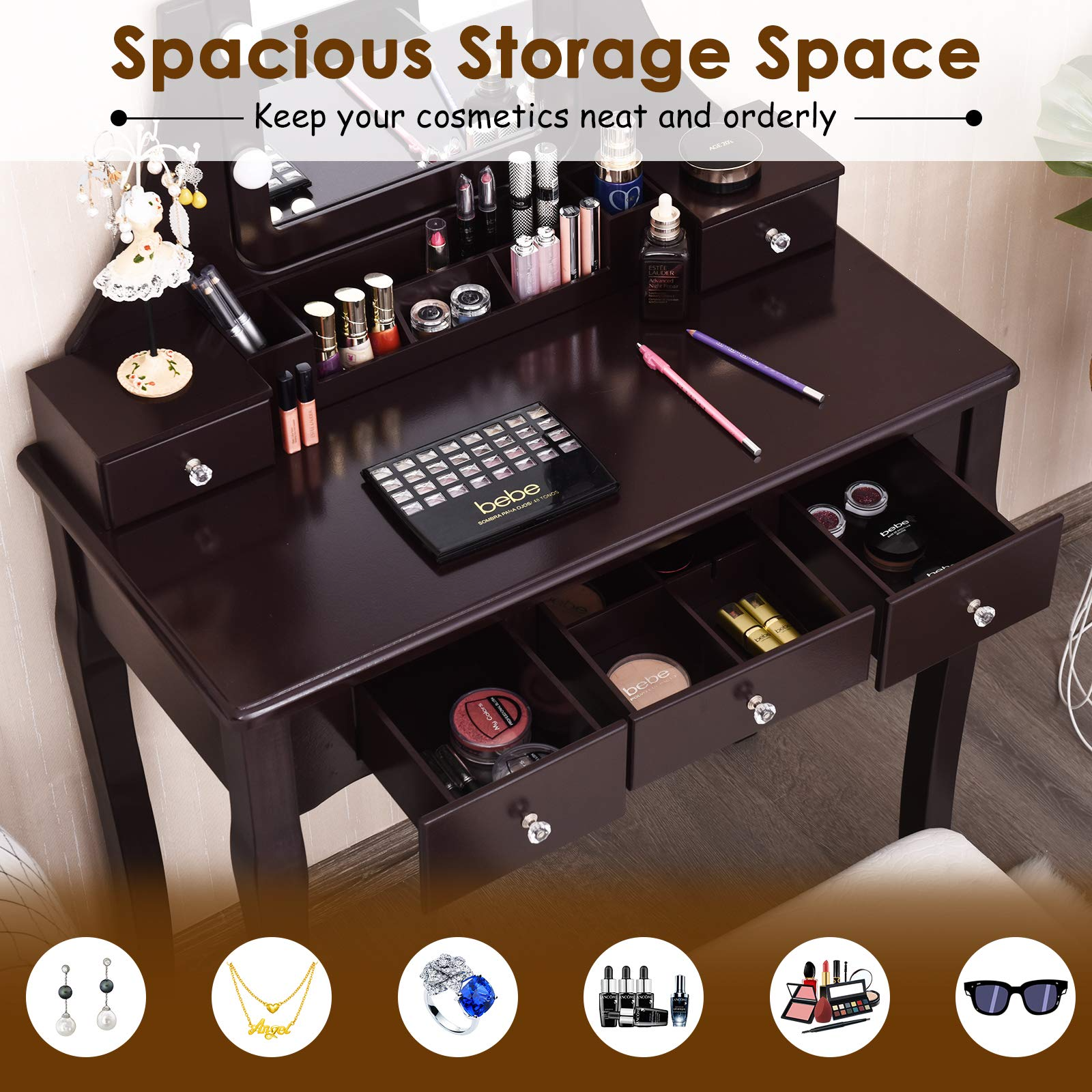 Vanity Set with Lighted Mirror