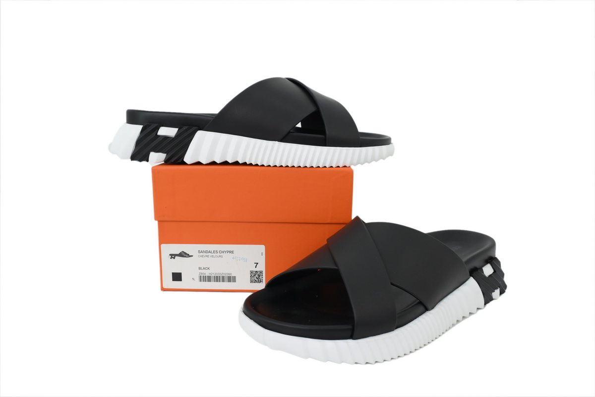 Hermes Infra Sandals Black White