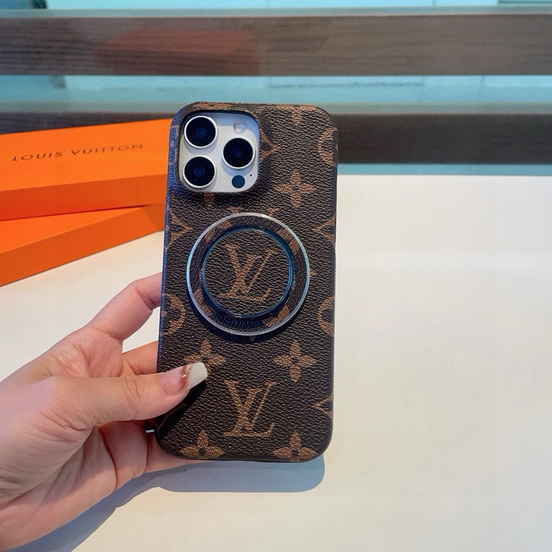 LV Classic Monogram Phone Case with Strong Magnetic & Logo Stand