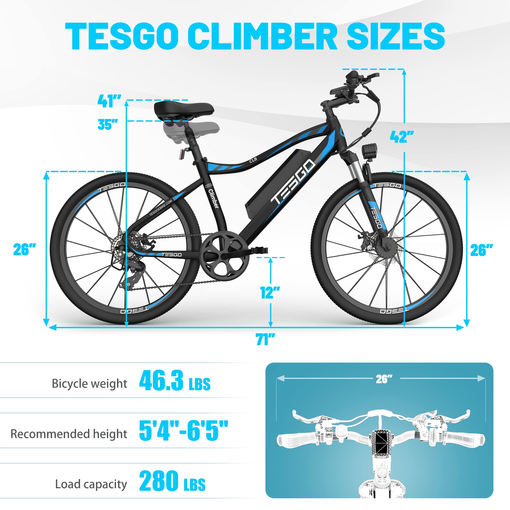 Electric Bike for Adults Climber - 48V 12Ah Battery 26