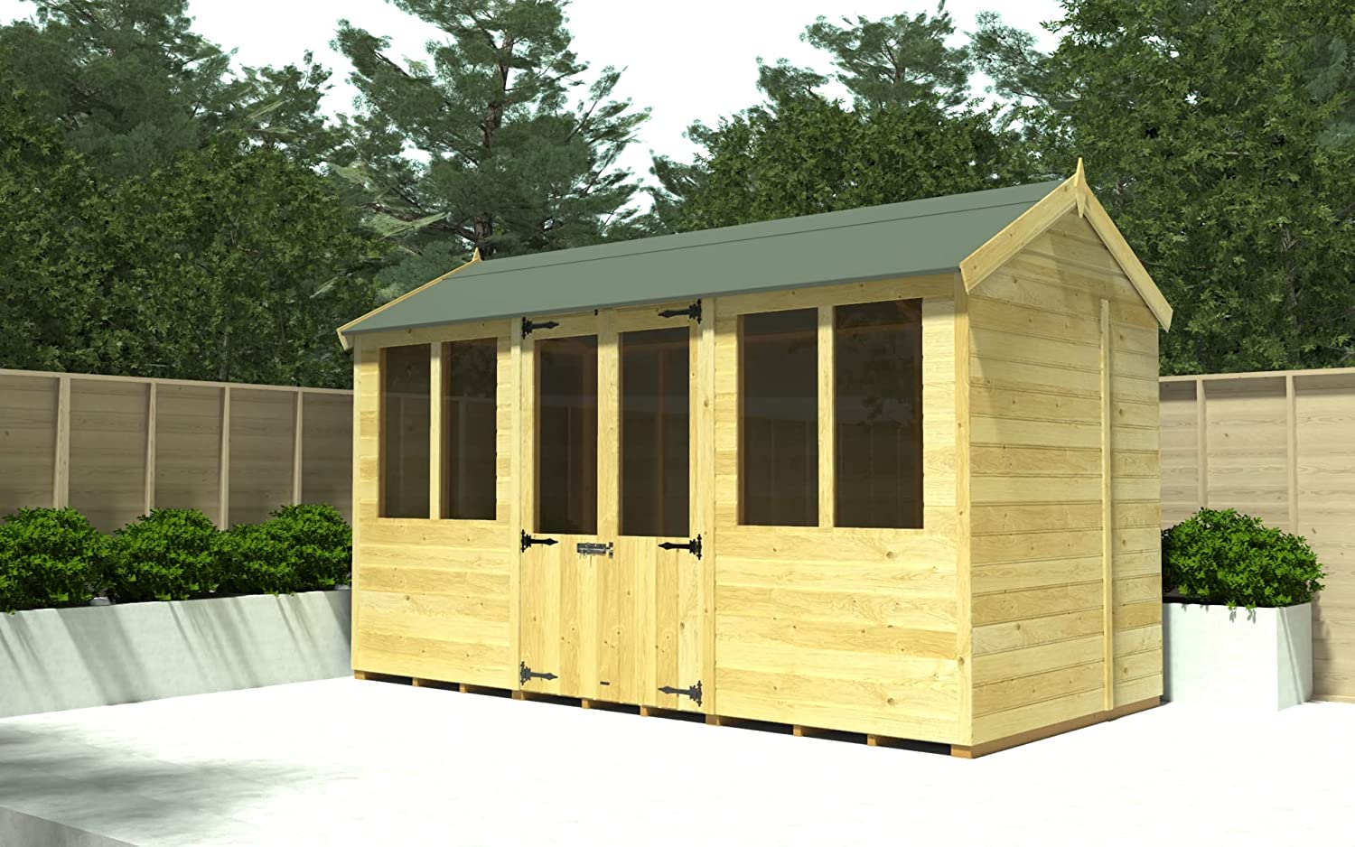 12x6 Apex Summer Shed Double Doors Garden Building