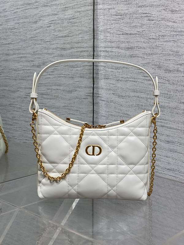 Dior Caro Bucket Bag White Cannage