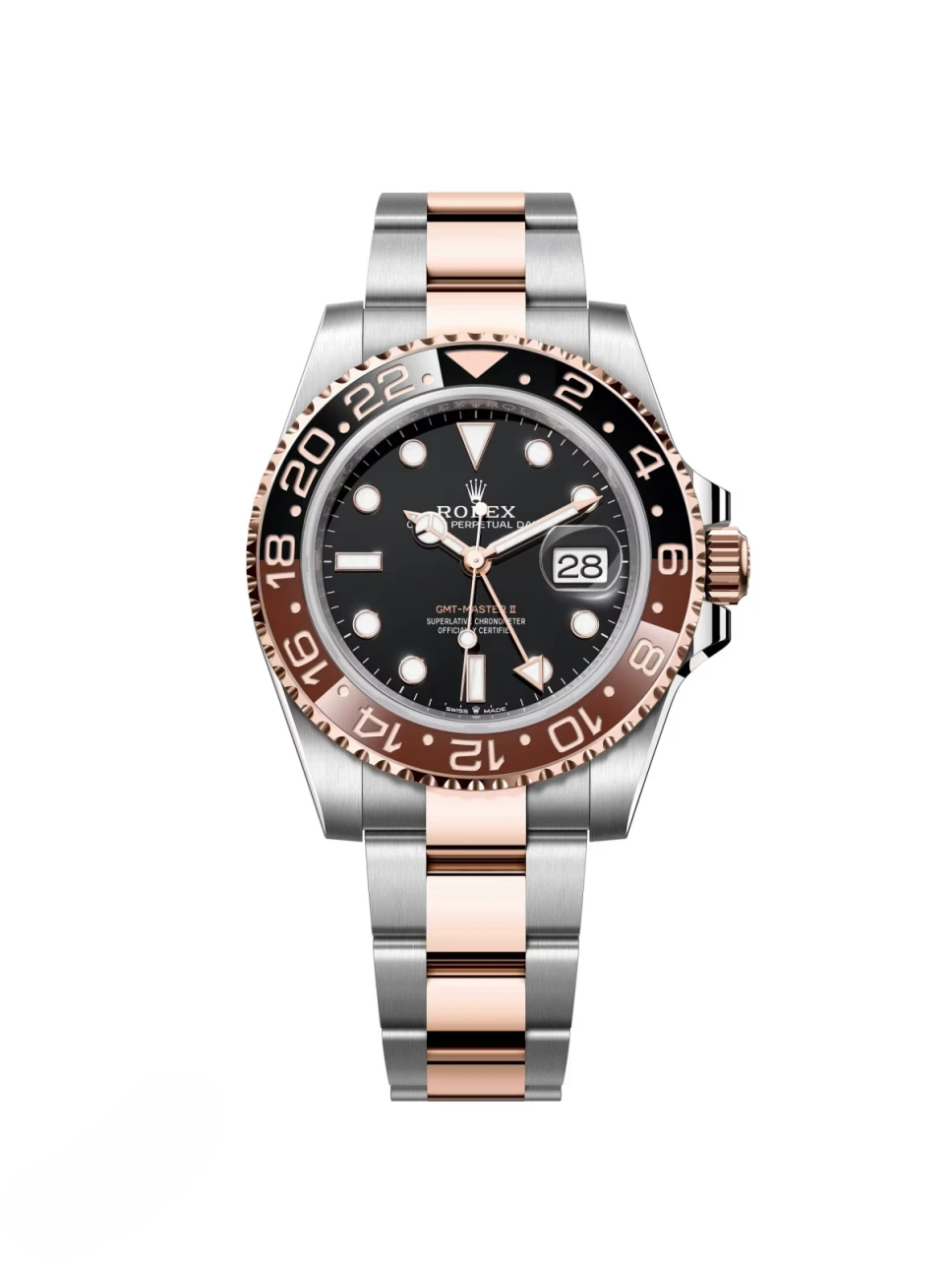 【Super Clone】Rolex GMT Master II 40 Two Tone Rose Gold Rootbeer 126711CHNR