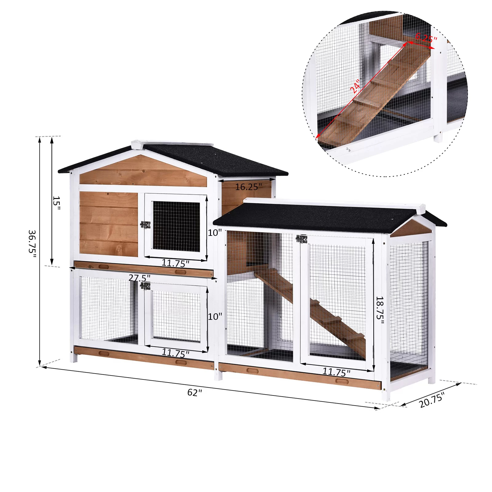 Violetta Weather Resistant Rabbit Hutch with Ramp