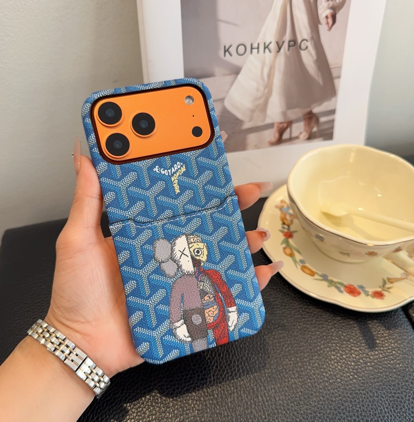 Goyard X KAWS Skeleton Collage Monogram Card Holder Luxury Phone Case