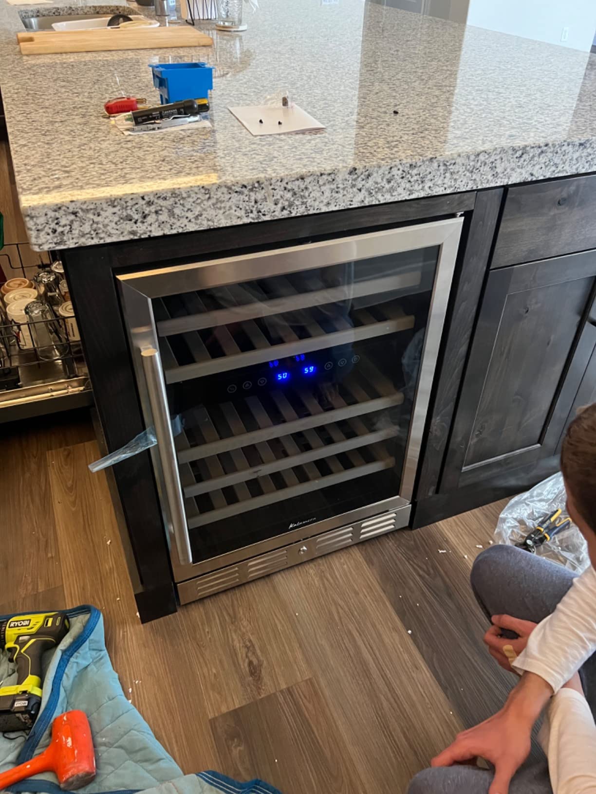 Kalamera 24'' Wine Cooler Refrigerator 46 Bottle Dual Zone