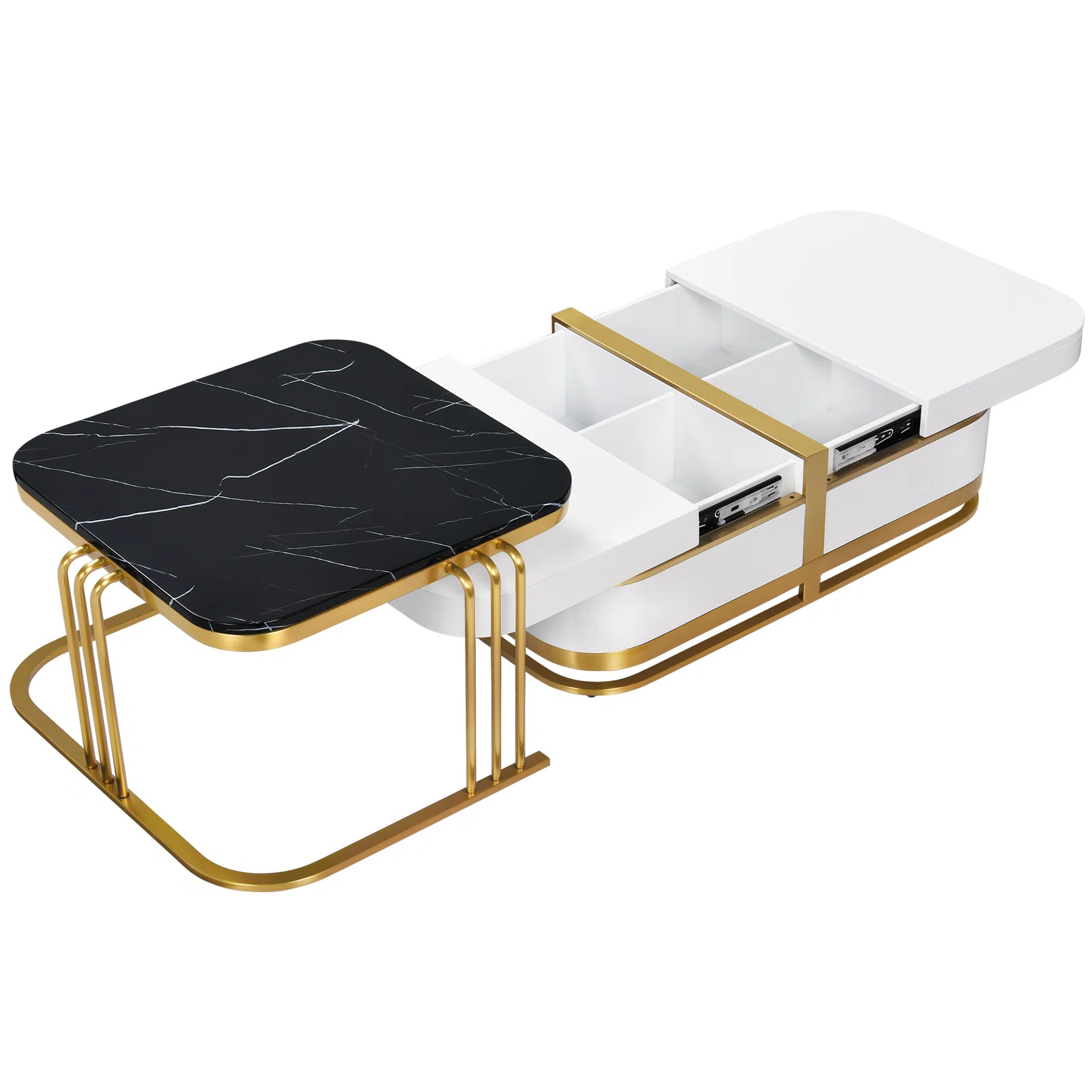 Rectangular Nesting Coffee Table with Storage for Living Room