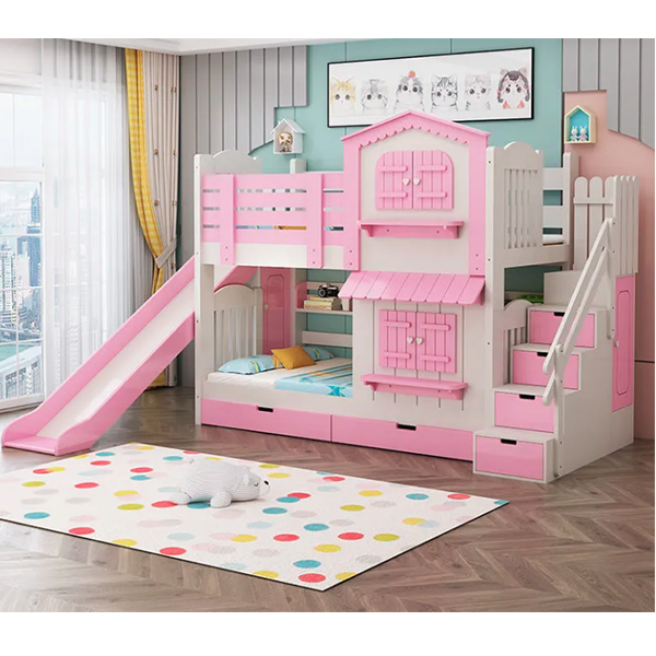 Children's Bunk Bed Mother-Child Bed Girl Bunk Bed with